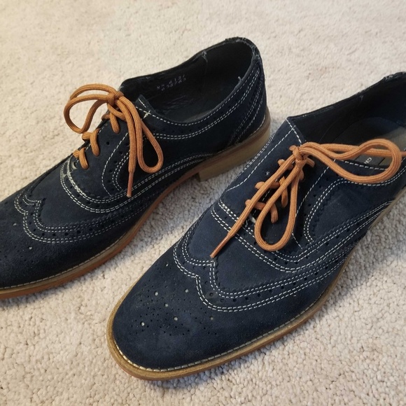 Giorgio Brutini Navy Suede Shoes Sz 8 - Picture 1 of 6